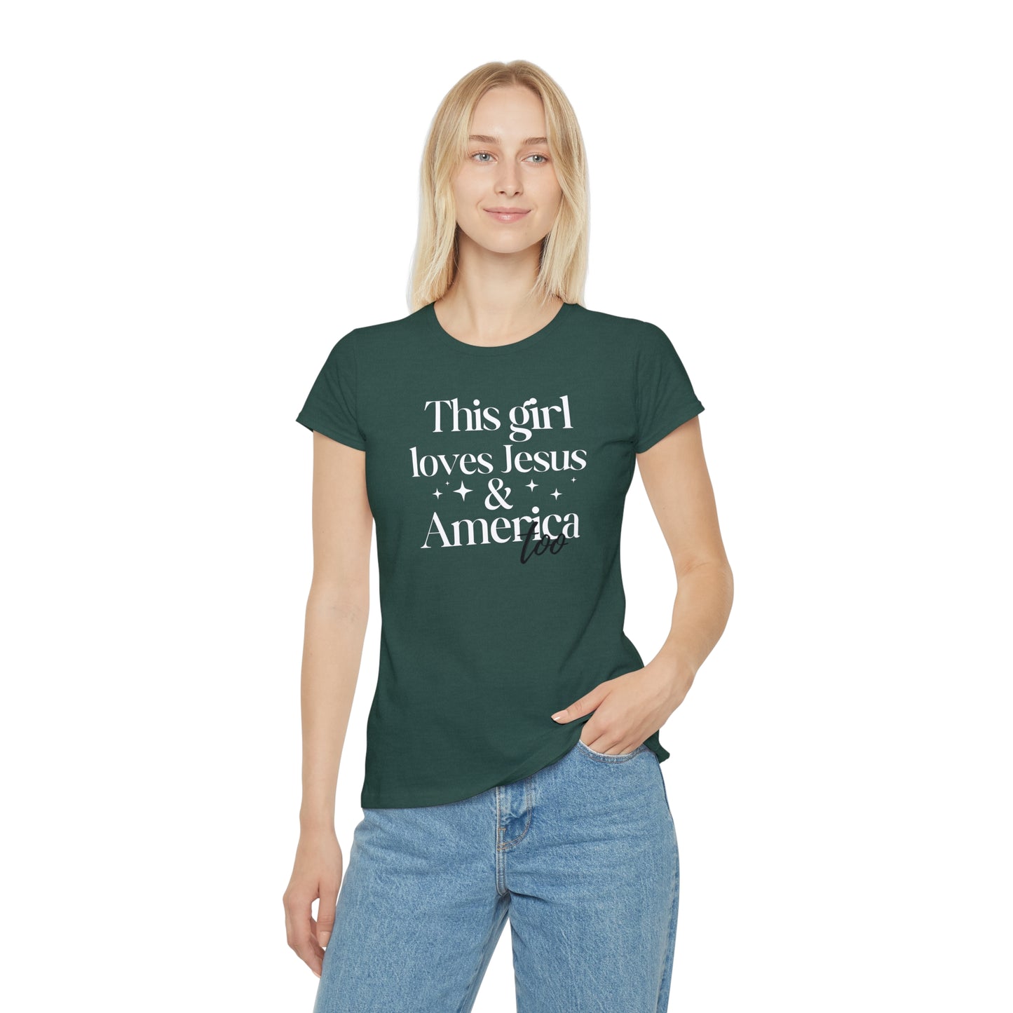 Graphic T-Shirt - 'This Girl Loves Jesus and America Too'