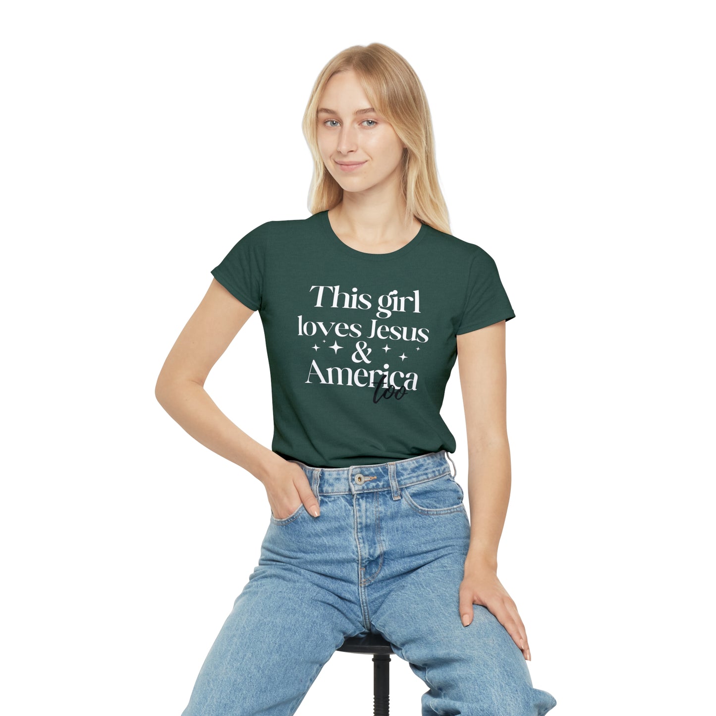 Graphic T-Shirt - 'This Girl Loves Jesus and America Too'