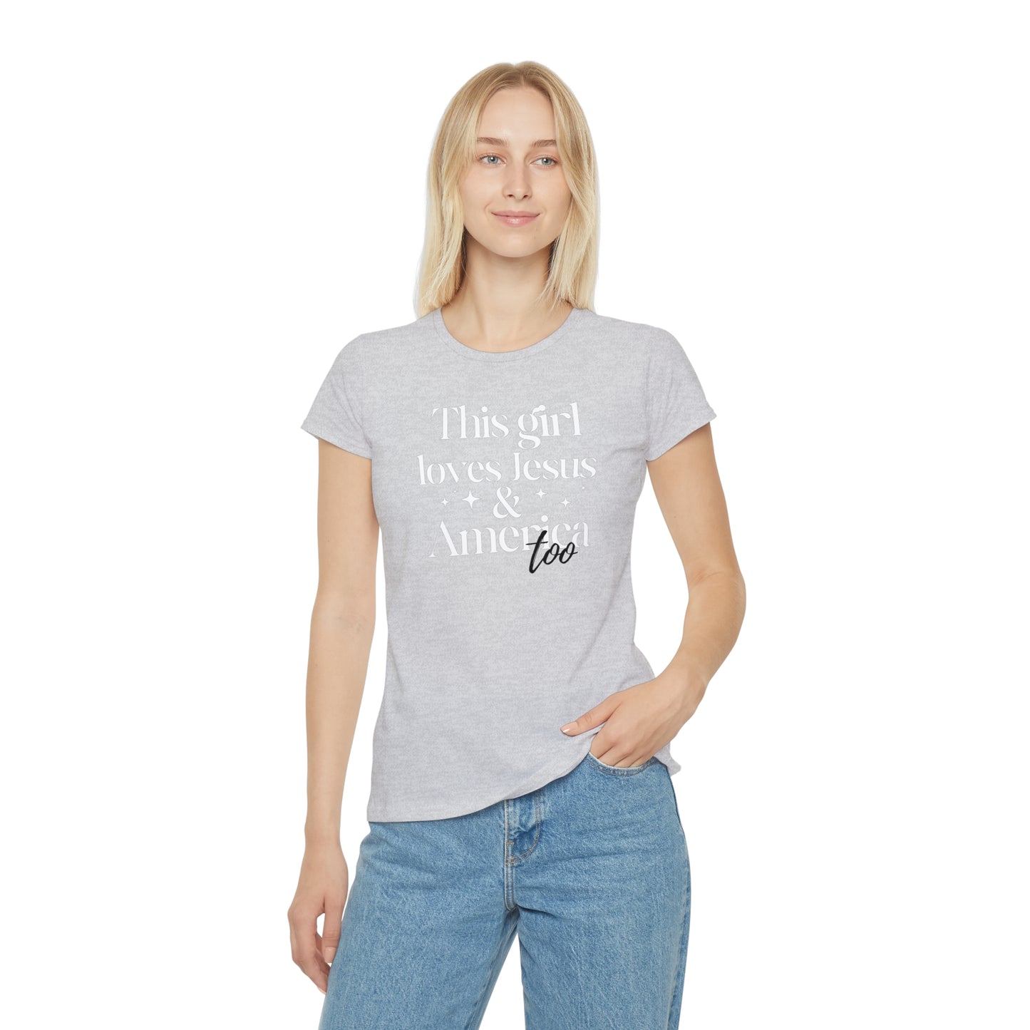 Graphic T-Shirt - 'This Girl Loves Jesus and America Too'