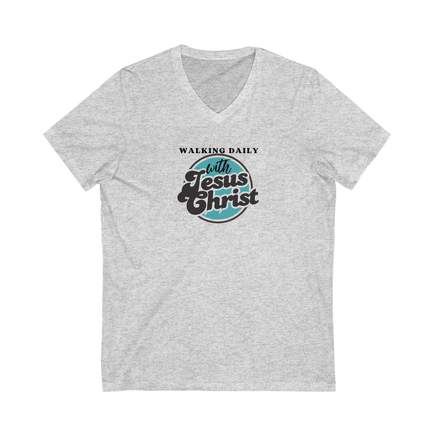 Christian V-Neck Tee - Walking Daily with Jesus Christ