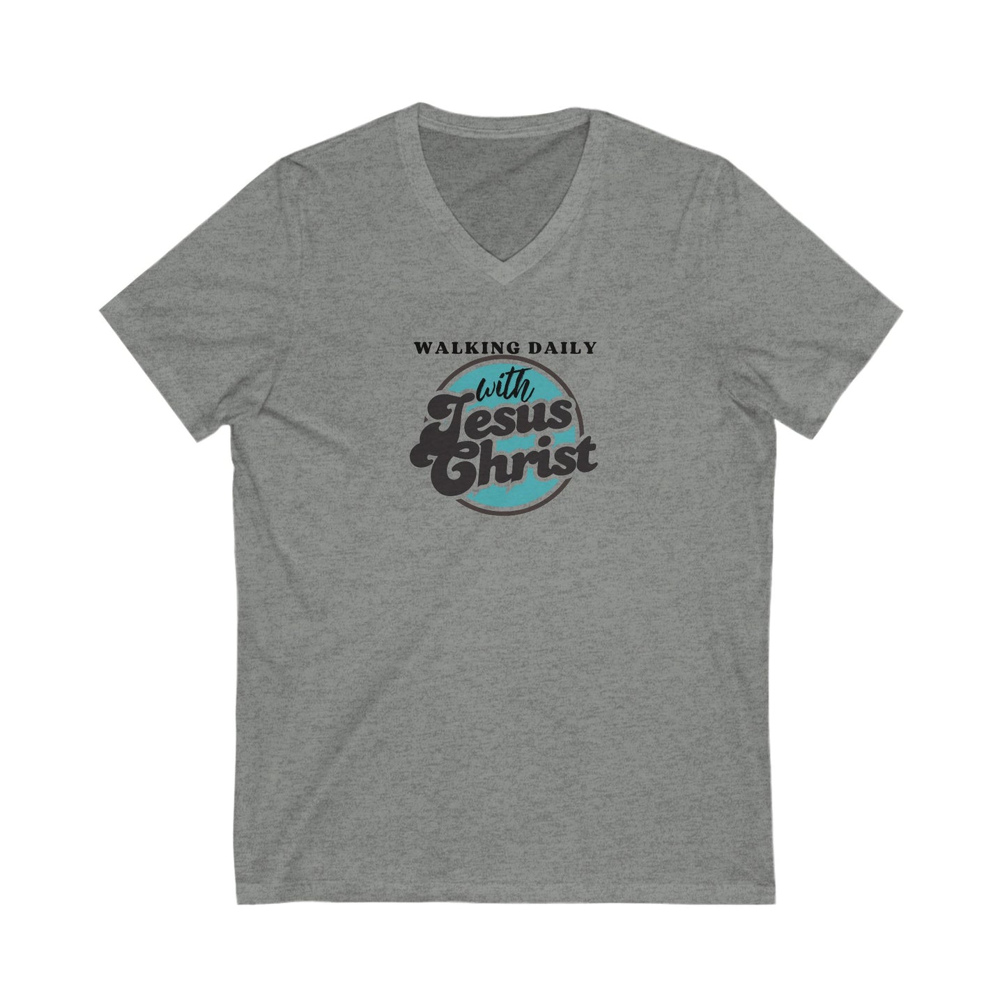 Christian V-Neck Tee - Walking Daily with Jesus Christ