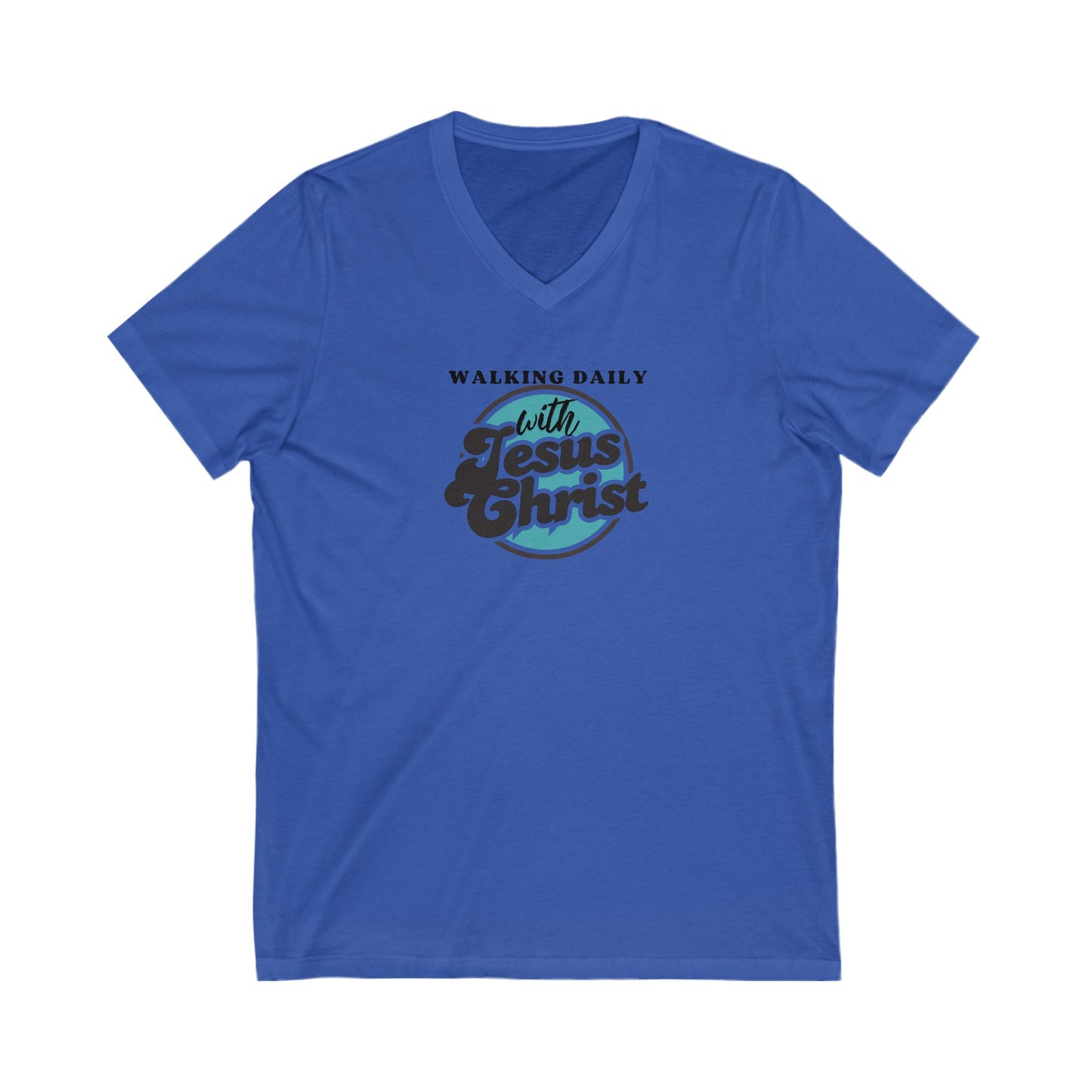Christian V-Neck Tee - Walking Daily with Jesus Christ
