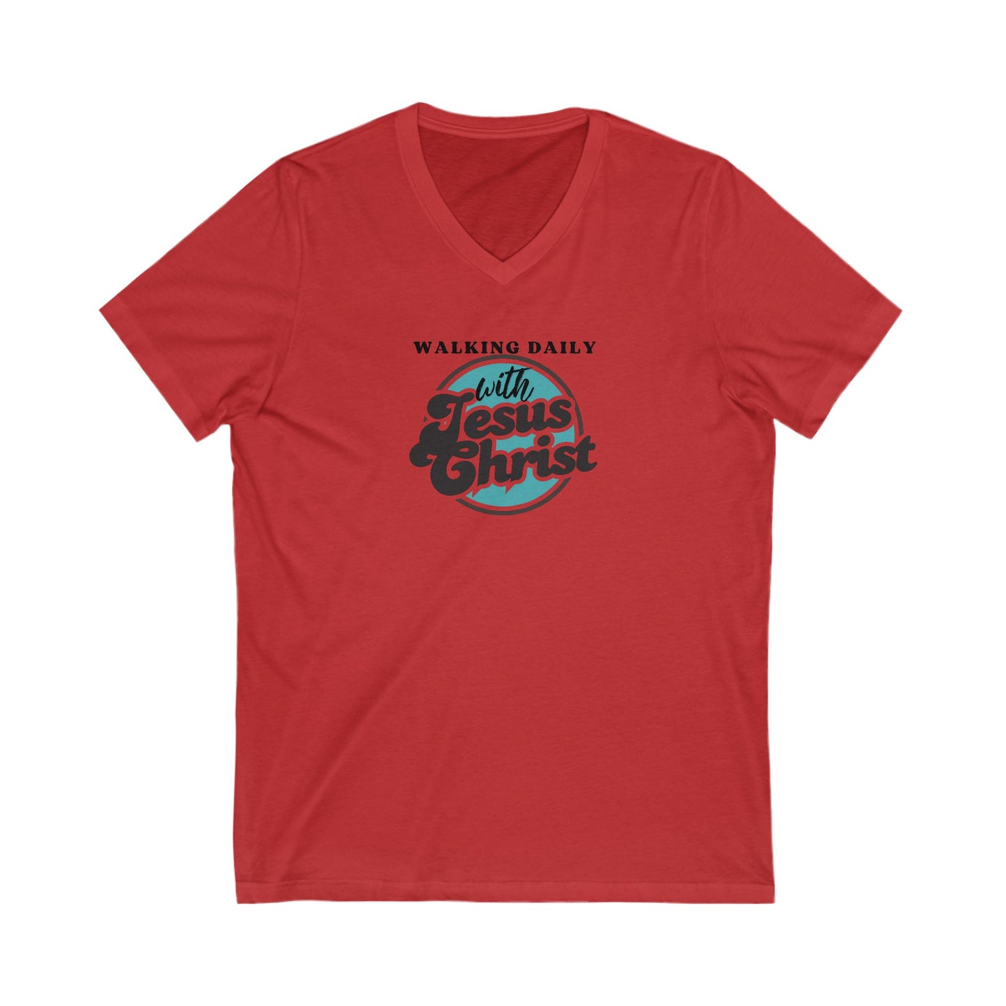 Christian V-Neck Tee - Walking Daily with Jesus Christ