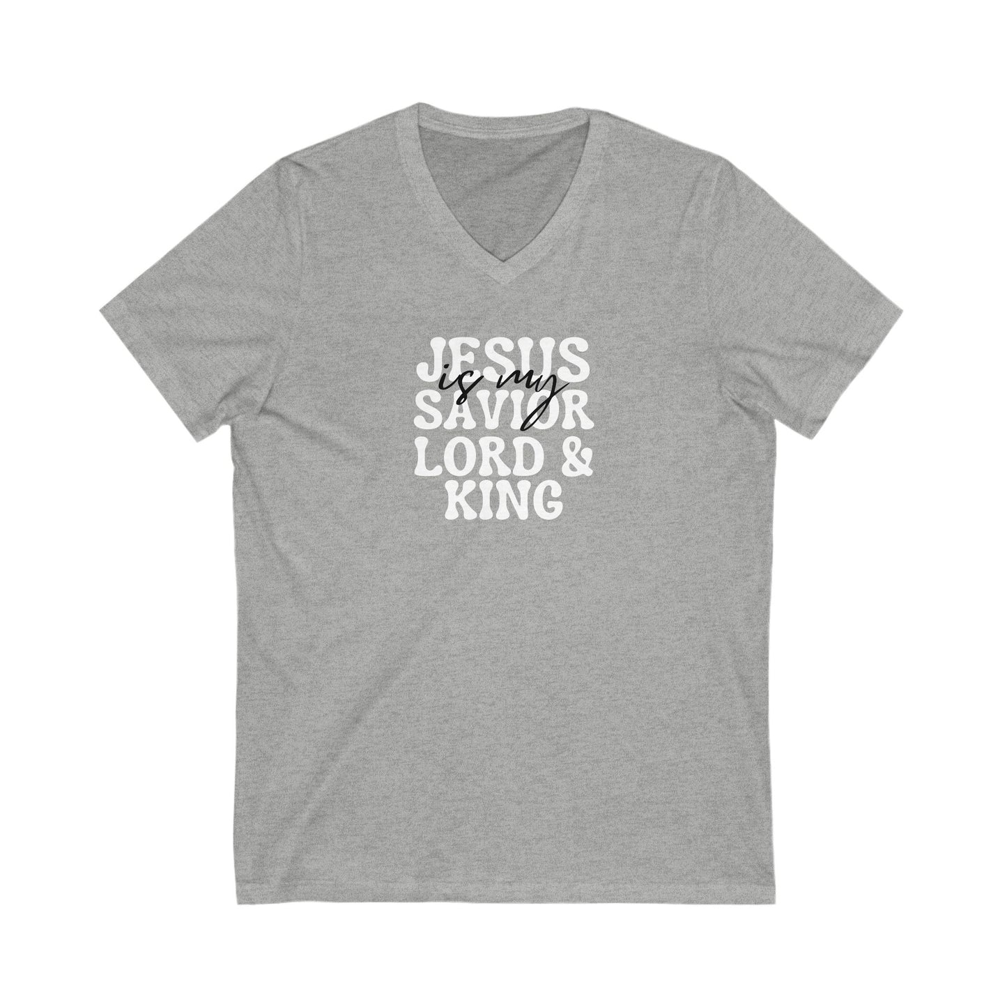 Christian V-Neck Tee Jesus is my Savior Lord and King