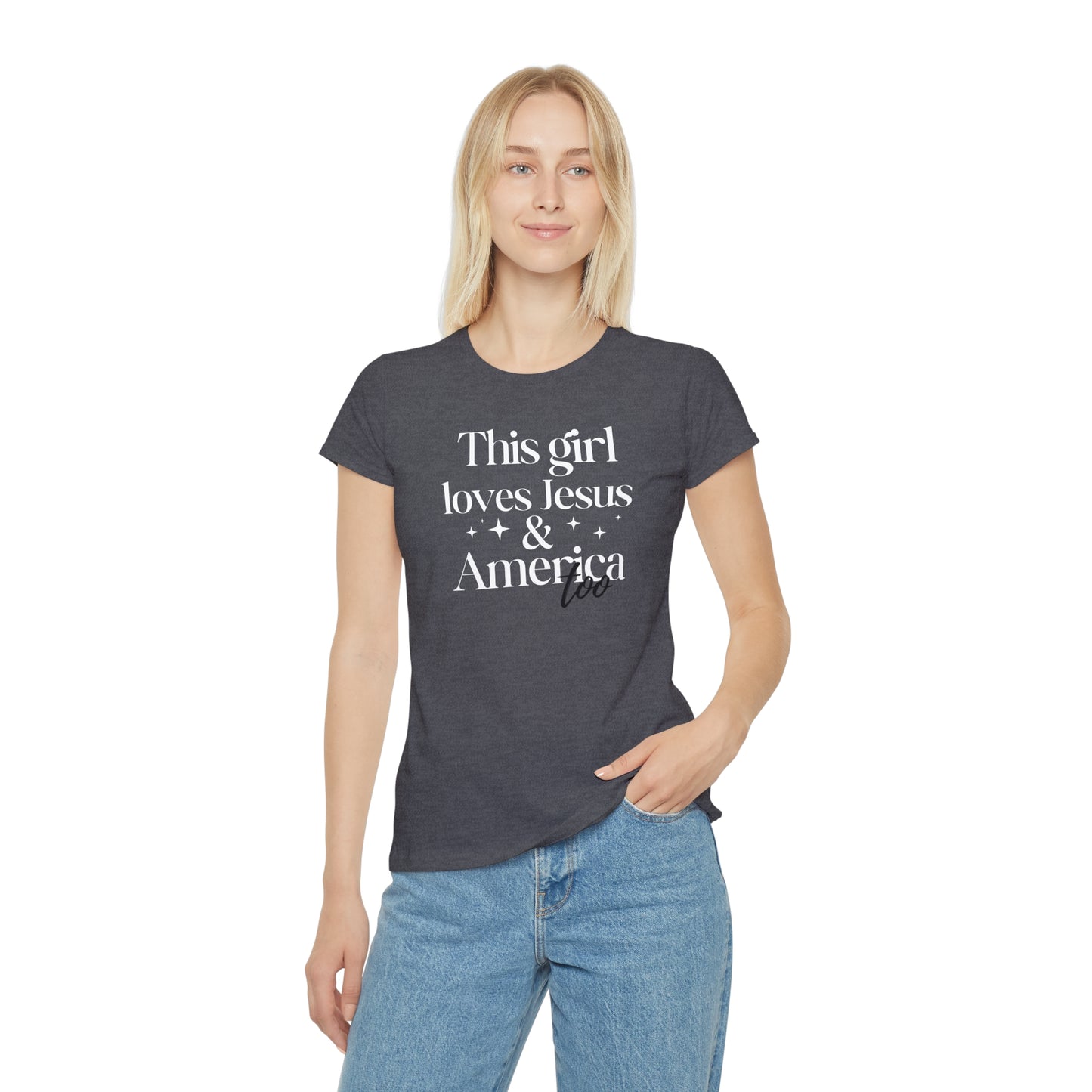 Graphic T-Shirt - 'This Girl Loves Jesus and America Too'