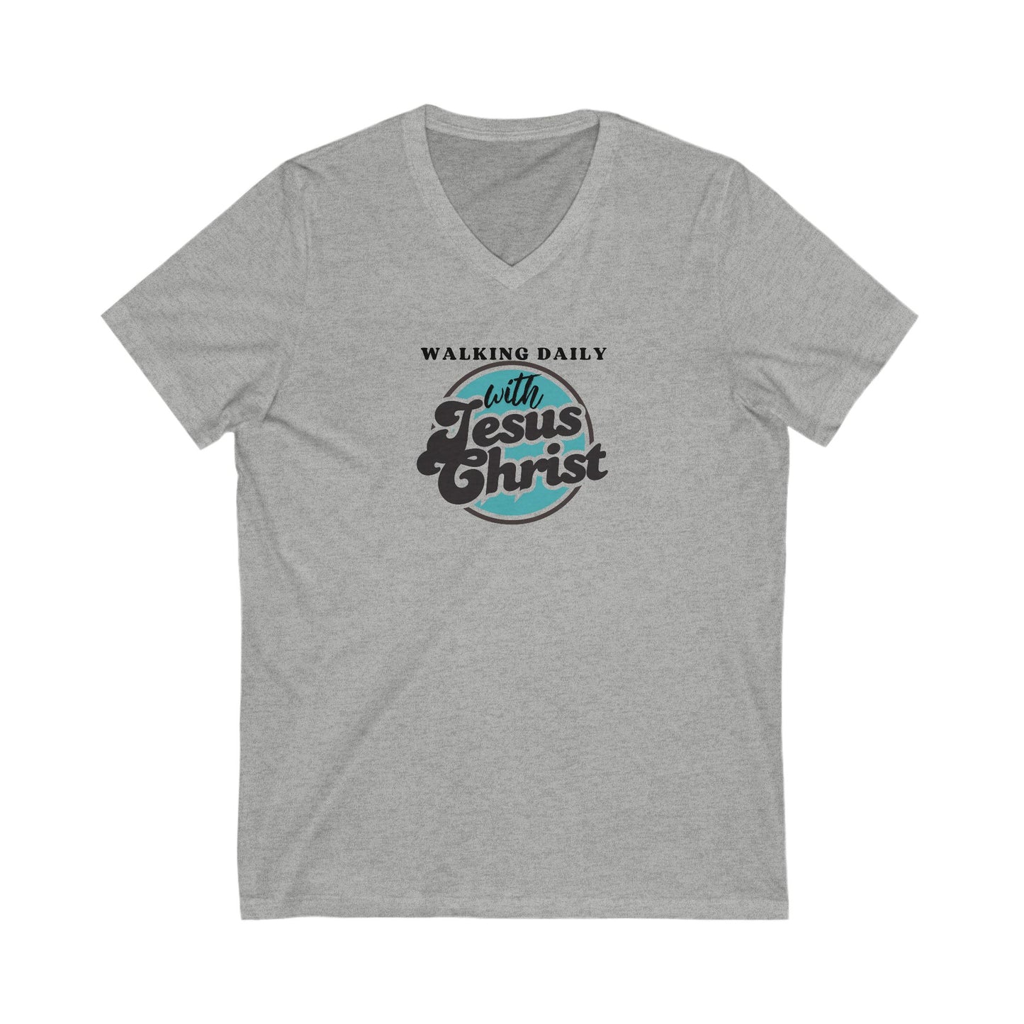 Christian V-Neck Tee - Walking Daily with Jesus Christ