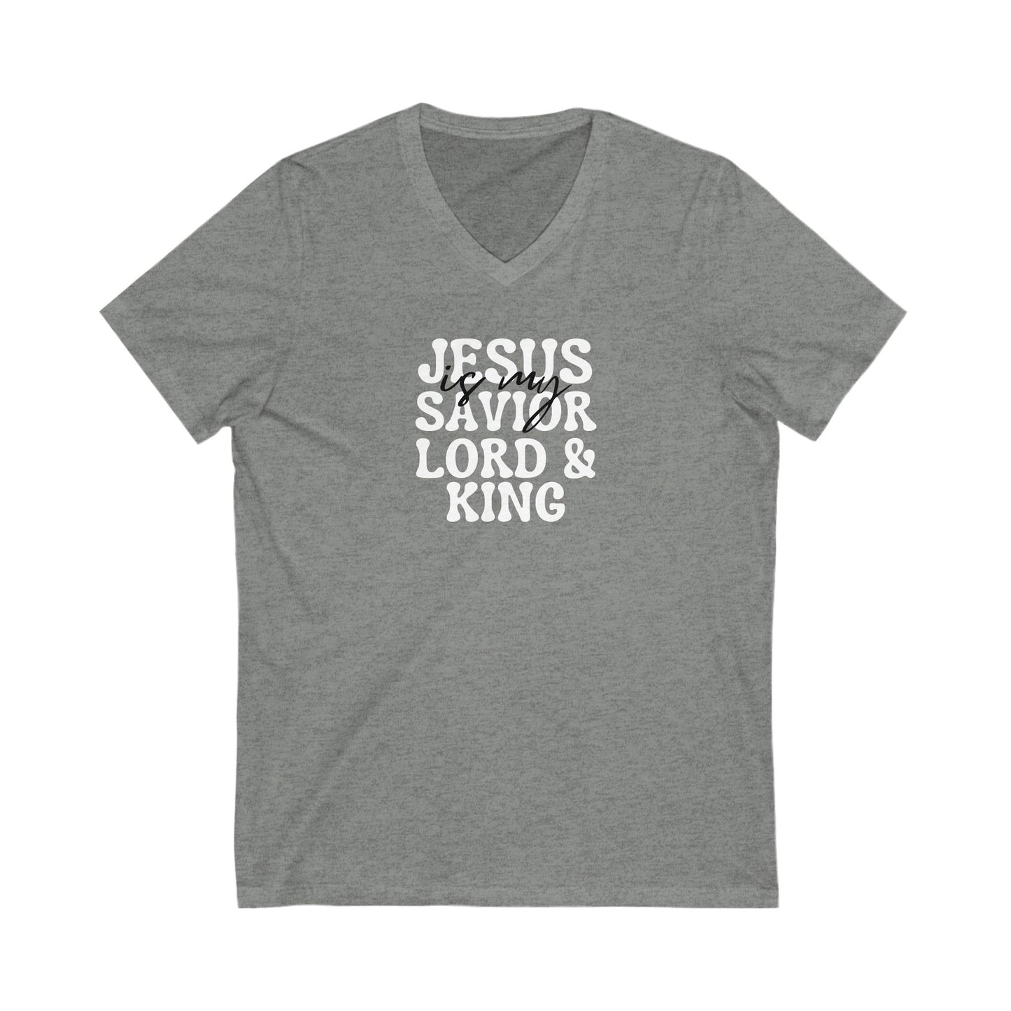 Christian V-Neck Tee Jesus is my Savior Lord and King