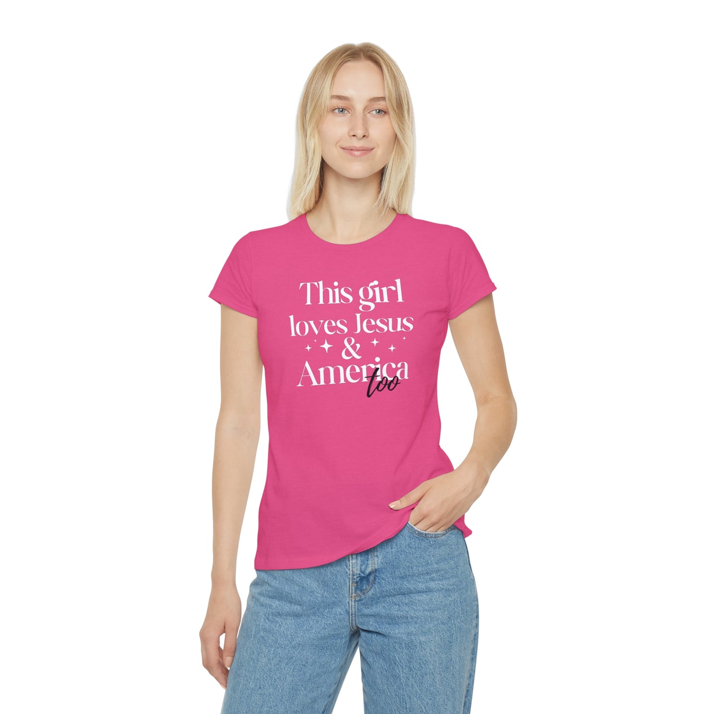 Graphic T-Shirt - 'This Girl Loves Jesus and America Too'