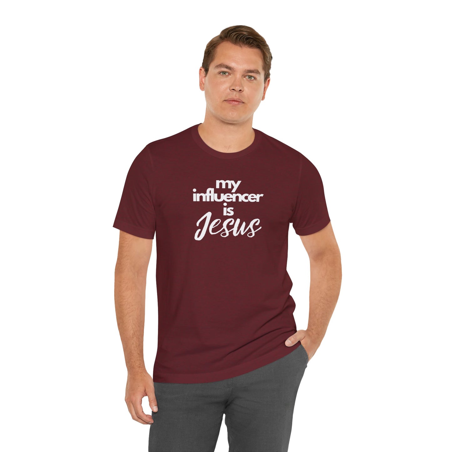 Christian Unisex Tee - 'My influencer is Jesus'
