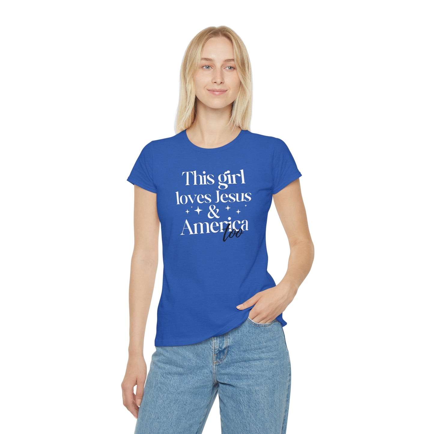 Graphic T-Shirt - 'This Girl Loves Jesus and America Too'