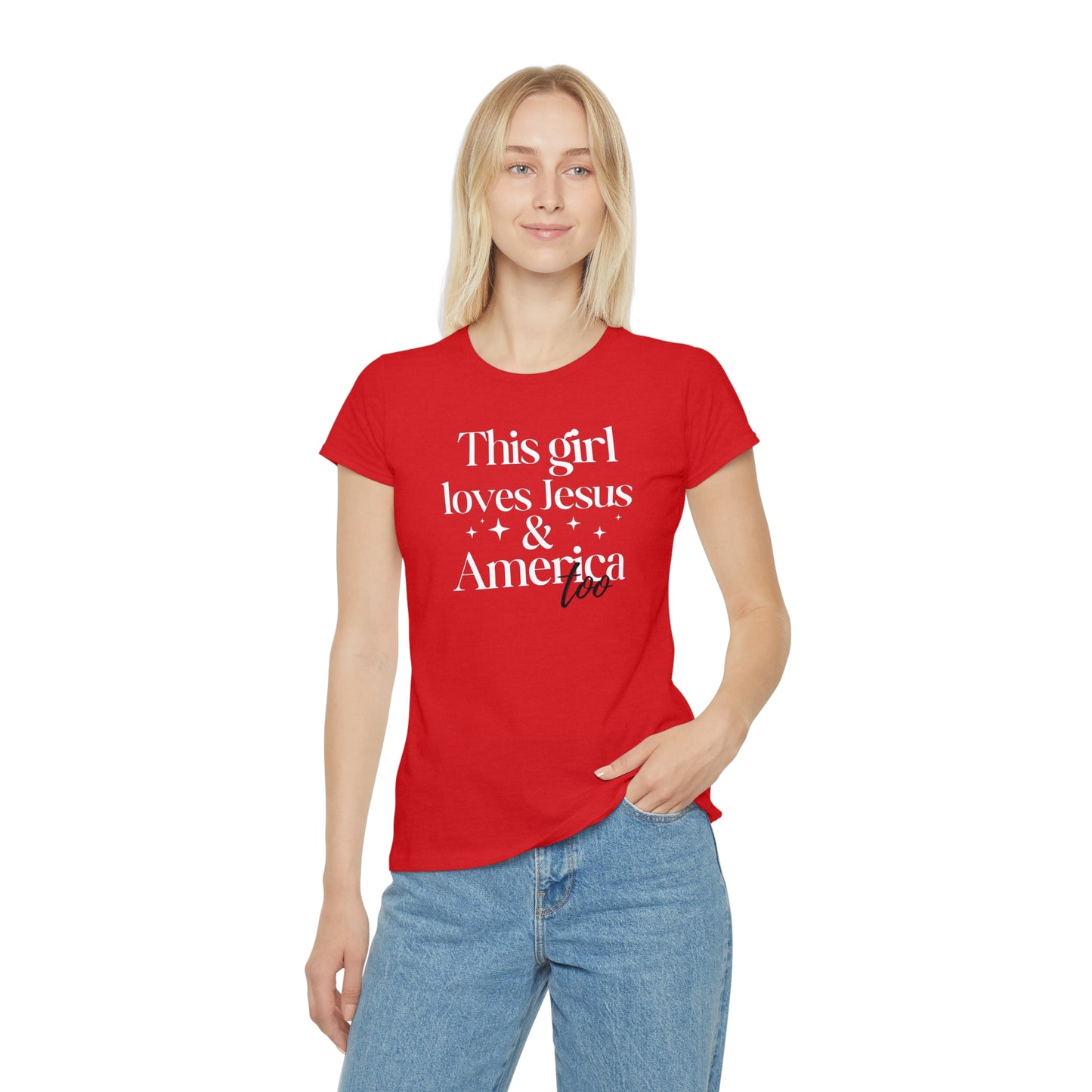 Graphic T-Shirt - 'This Girl Loves Jesus and America Too'