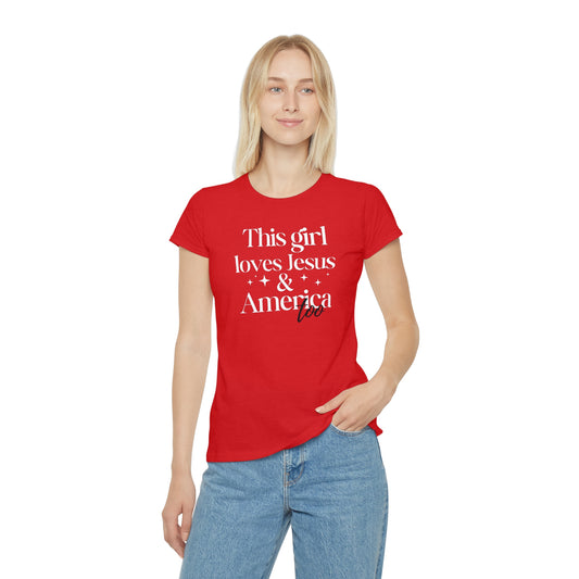 Graphic T-Shirt - 'This Girl Loves Jesus and America Too'